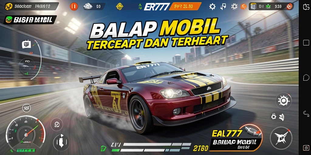 Antarmuka balap mobil yang menarik dan responsif di ER777.