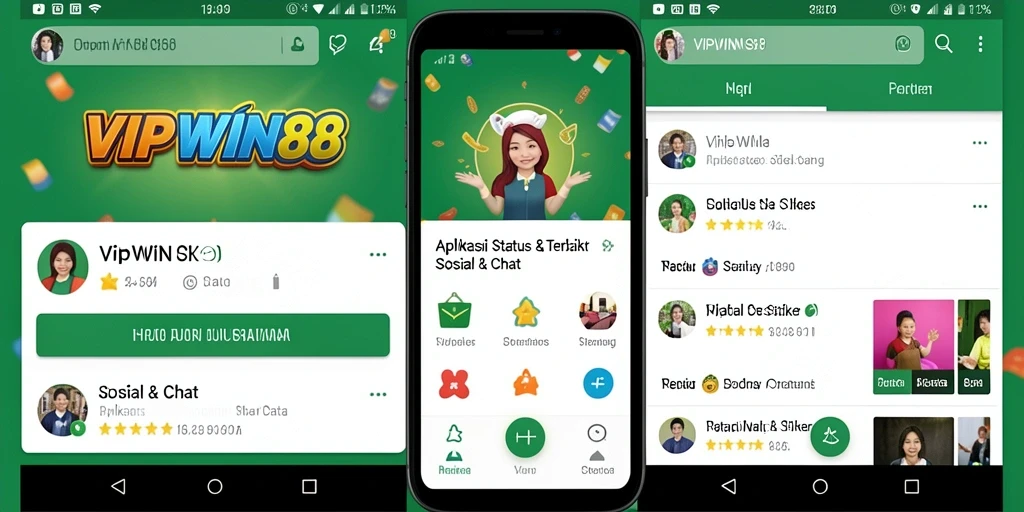 Antarmuka aplikasi VIPWIN88 menampilkan berbagai stiker menarik untuk digunakan.