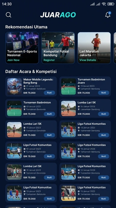 Tampilan katalog aplikasi juarago
